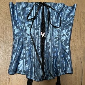 Gorgeous Victoria’s Secret blue satin bustier with garters in size Small